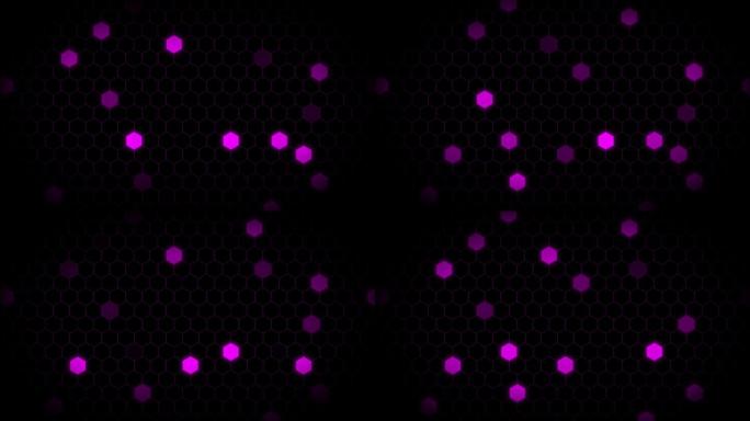 数据背景紫色六边形粒子光斑特效光效