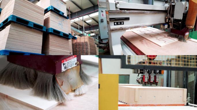 木板厂里的工人在工作