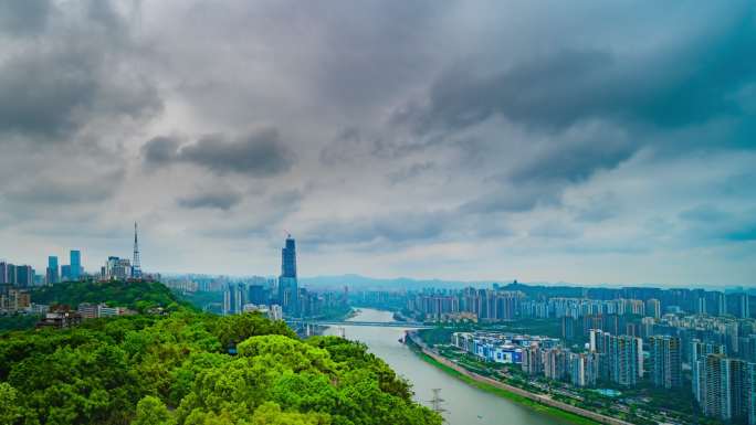 5K乌云密布风雨欲来城市风光