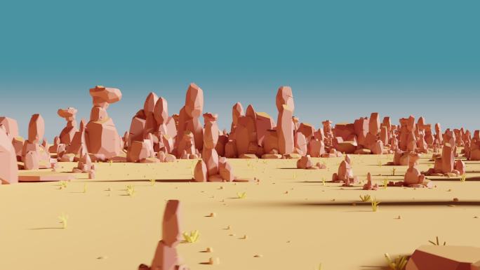 荒野与岩石背景循环动画3D渲染