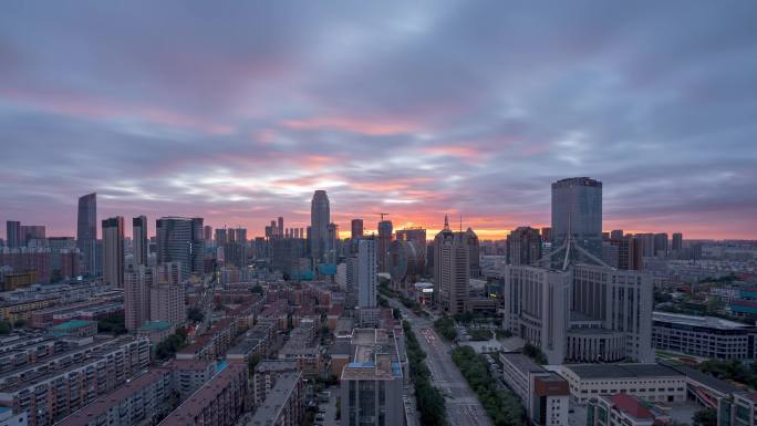 沈阳宣传片北站CBD火烧云入夜延时夜景