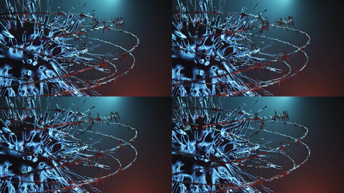 病毒感染概念3D渲染动画