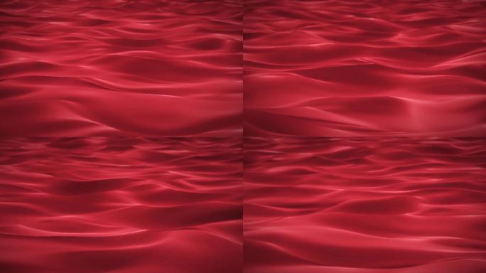 4K红色波浪起伏创意抽象波涛无缝循环背景