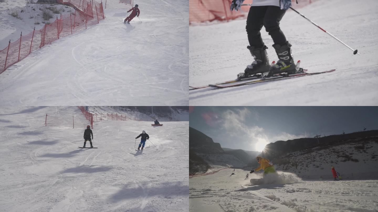 滑雪场滑雪镜头