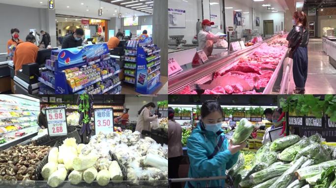 超市生鲜蔬菜粮油区市民有序购买生活物资