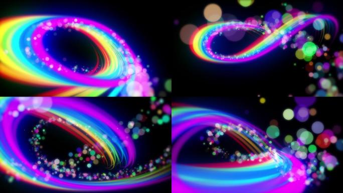 彩色液体流光粒子唯美飘动光斑