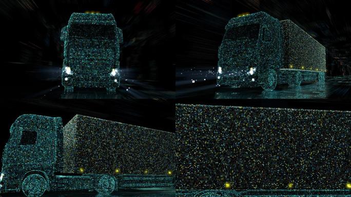 蓝色卡车的3d技术绘图动画
