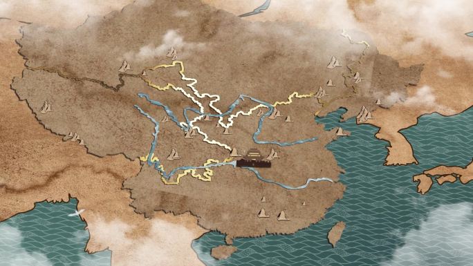 中国风古代东汉地图