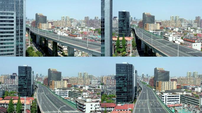 上海疫情封控期间没有车辆行驶的城市道路