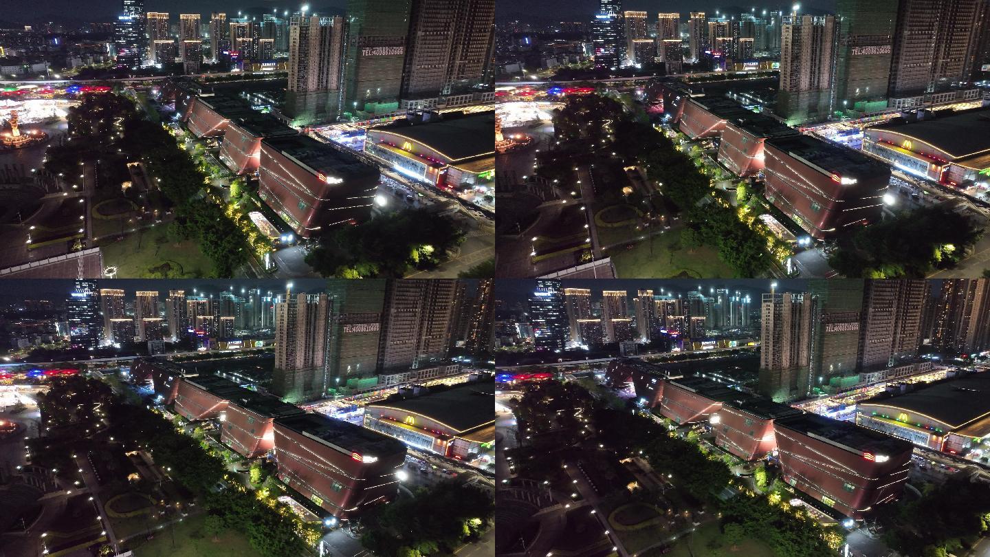 4K正版-航拍深圳红立方龙城广场夜景