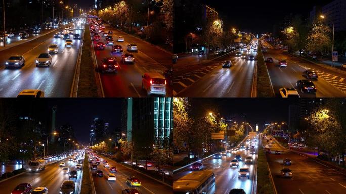 北京城市车流  三环夜景路况 延时摄影