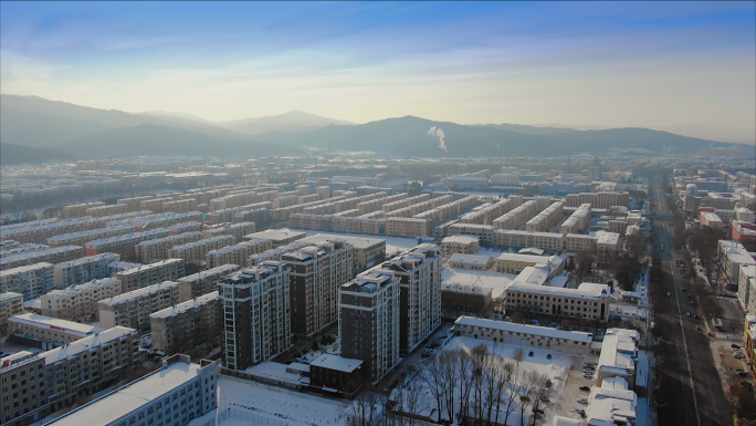 4K伊春市航拍冬季雪景视频素材