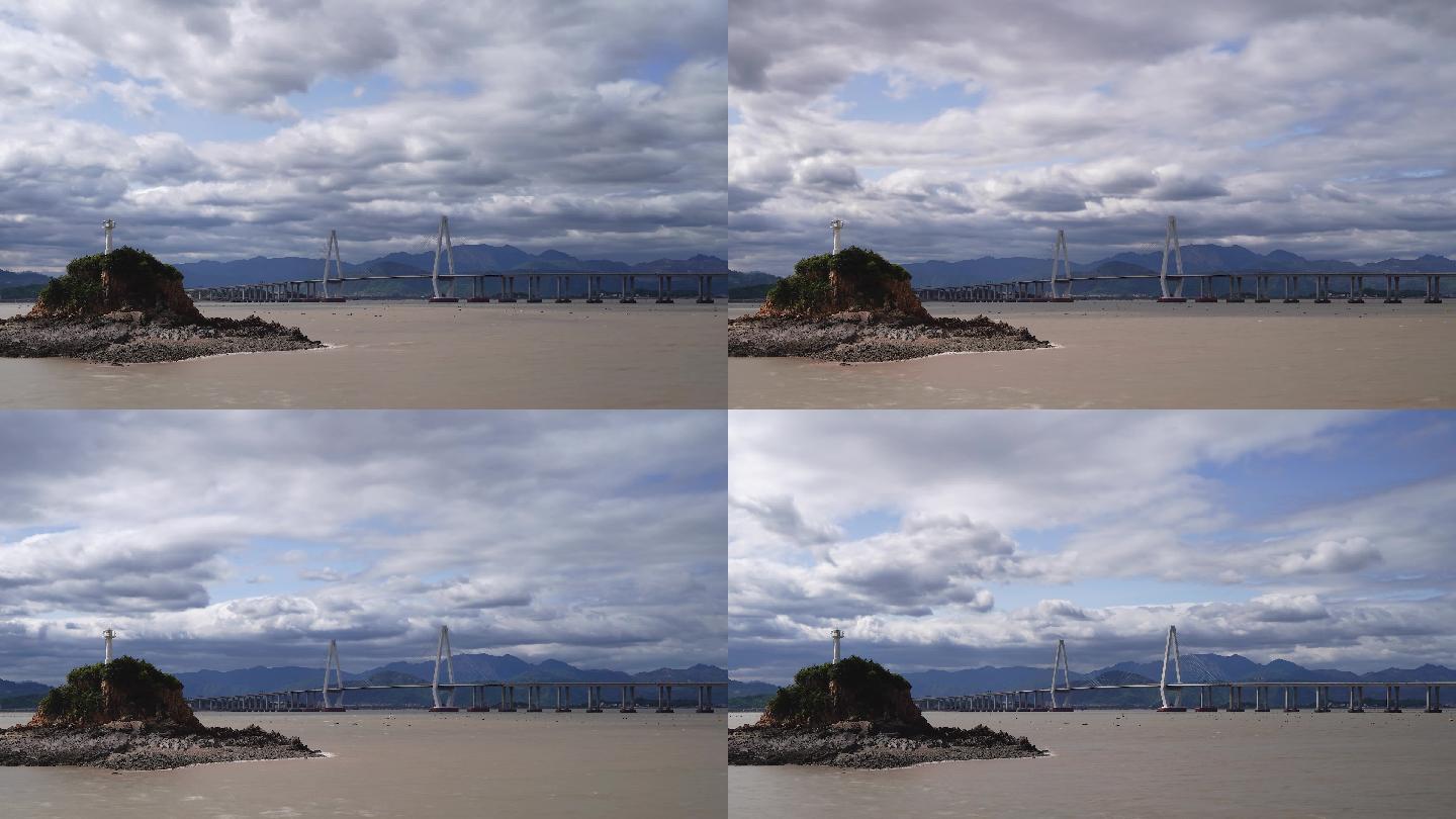温州乐清湾大桥延时摄影 海山