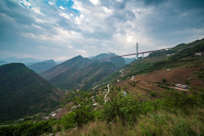 贵州六盘水北盘江大桥世界第一高桥延时摄影