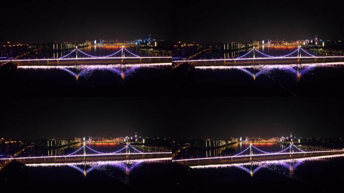 长沙三汊矶大桥夜景航拍