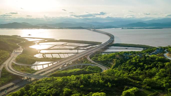 温州乐清湾大桥延时摄影 海山