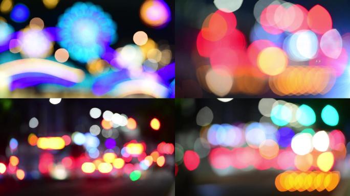 城市夜景唯美焦外霓虹光斑效果4K60帧