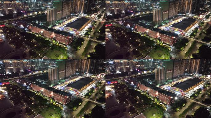 4K正版-航拍深圳红立方龙城广场夜景