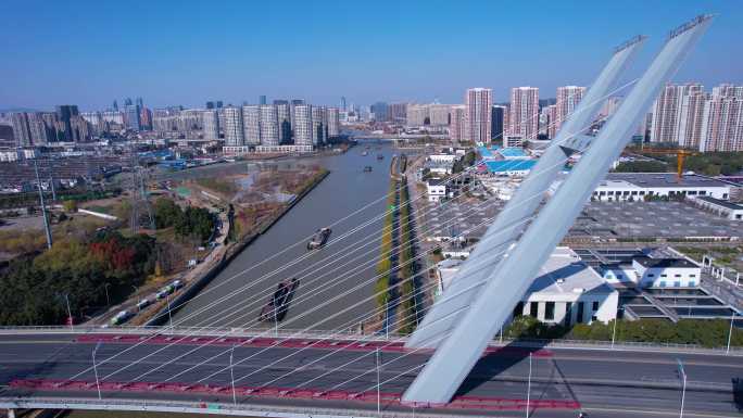 京杭运河石湖大桥航拍