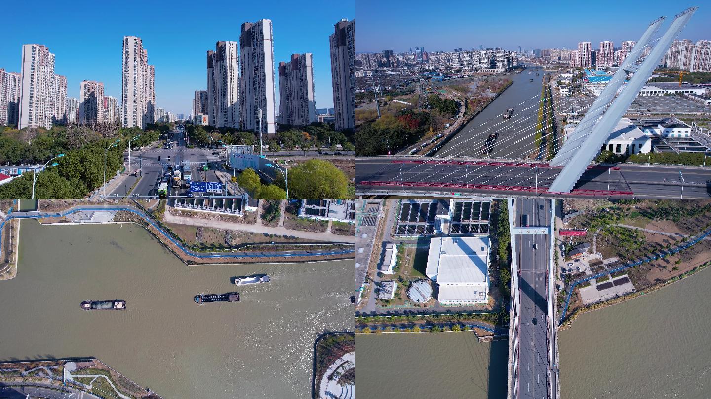 京杭运河石湖大桥航拍