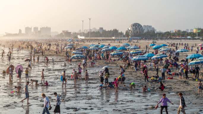 广西北海银滩旅游风景区游客人群休闲延时