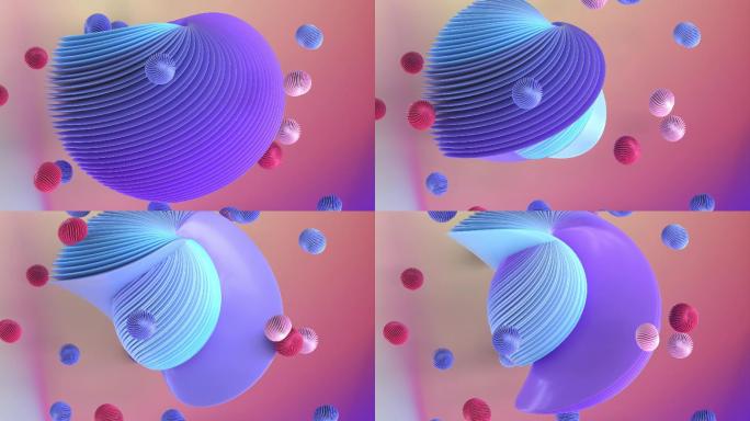 3D丰富的渐变色几何球体在不断运动变化