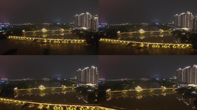 福建漳州城市夜景南山桥航拍