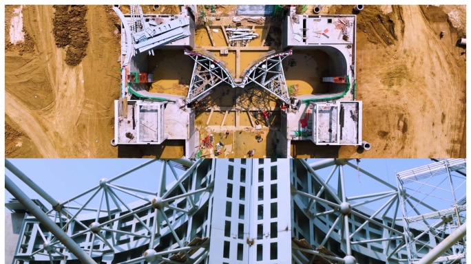 4K航拍引江济淮水利工程枢纽、兆河船闸