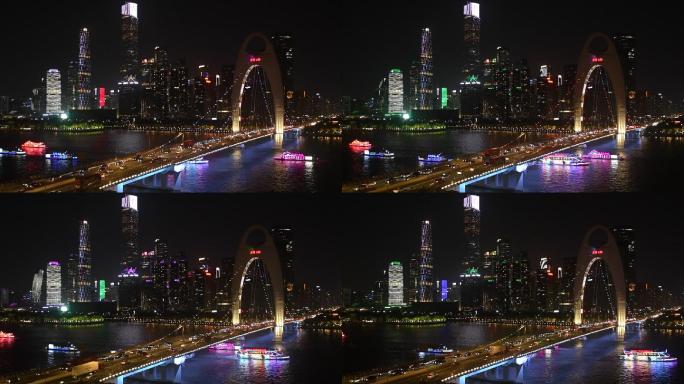 广州珠江新城猎德桥夜景慢镜头原始素材01
