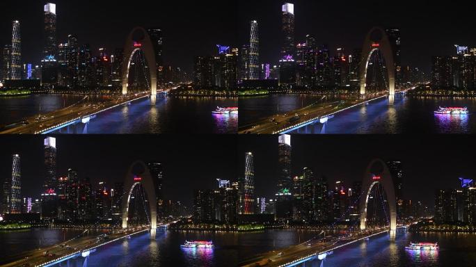 广州珠江新城猎德桥夜景慢镜头原始素材03