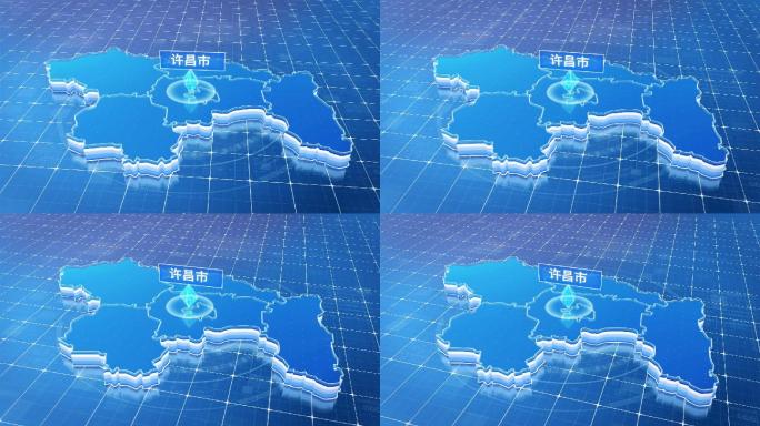 河南许昌市蓝色科技感定位地图