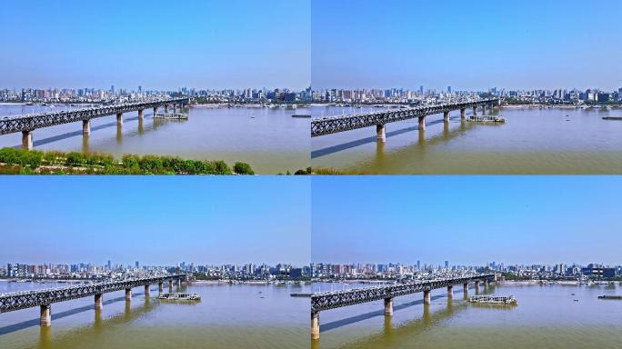 航拍武汉地标武汉长江大桥武汉城市全景
