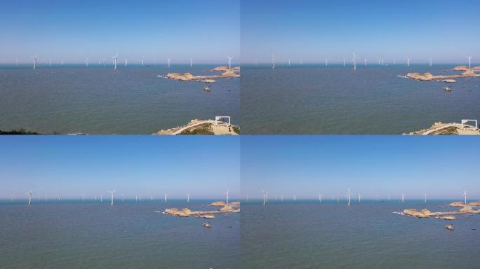 海上风车发电风力发电大海平潭航拍