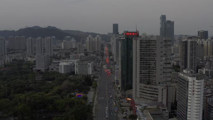 航拍深圳罗湖区京基100天际线城市风光