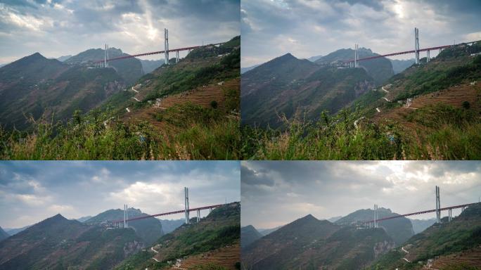 北盘江大桥世界第一高桥延时摄影贵州六盘水