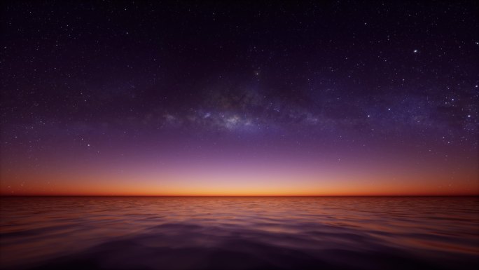 星辰大海黎明海面星空银河全景循环背景动画