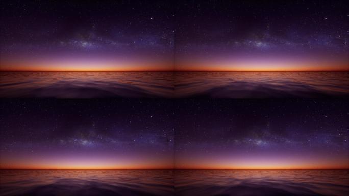 星辰大海黎明海面星空银河全景循环背景动画