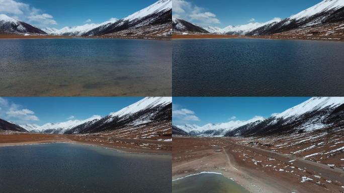 雪山湖泊视频青藏高原湖泊湛蓝湖水雪山