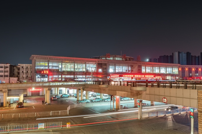 淄博火车站周边延时摄影夜景