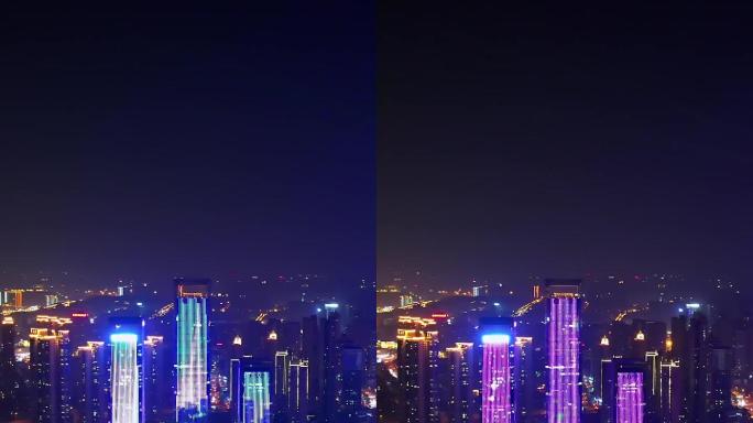 航拍楷林国际金融中心夜景-竖版