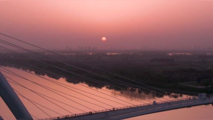 南京之眼步行桥夕阳与夜景【航拍】