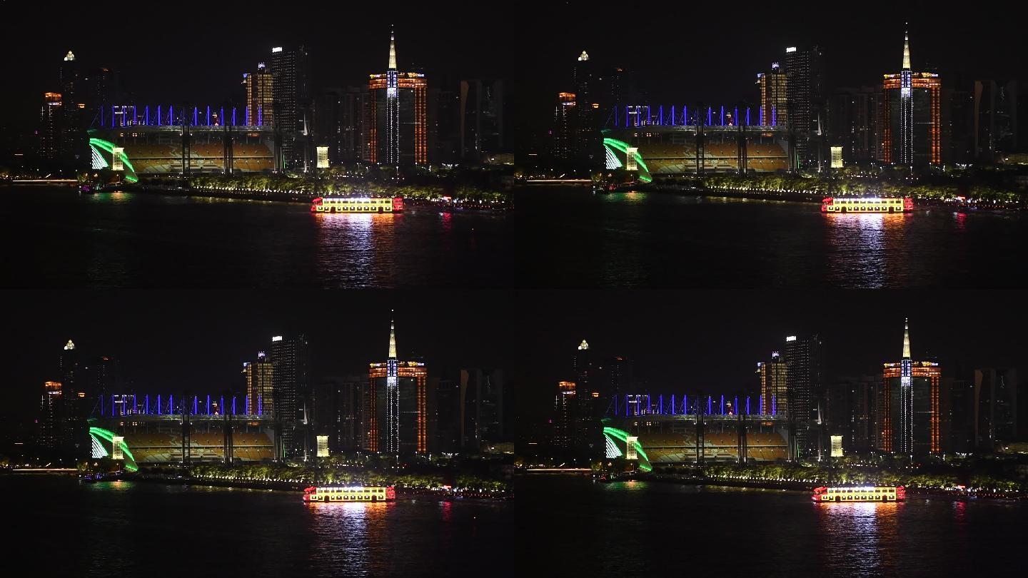 广州珠江新城猎德桥夜景慢镜头原始素材14