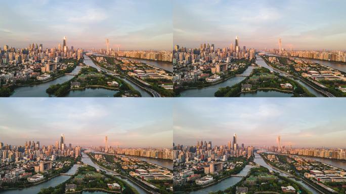 广州塔和珠江新城大范围延时航拍4K画质