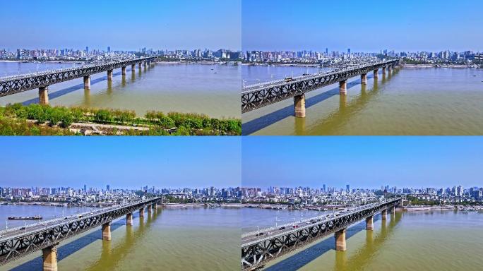 航拍武汉长江大桥