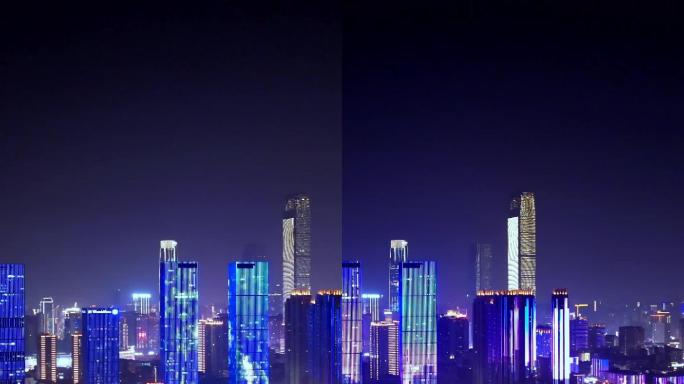 长沙湘江东岸城市夜景灯光秀-竖版