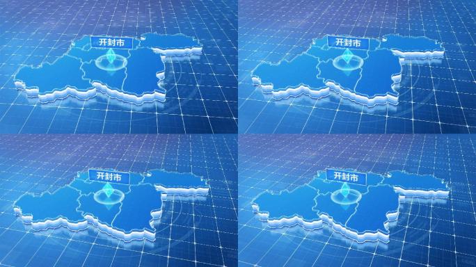 河南开封市蓝色科技感定位地图