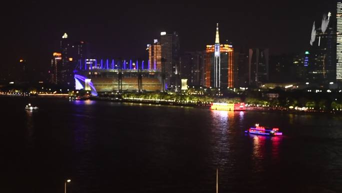 广州珠江新城猎德桥夜景慢镜头原始素材12