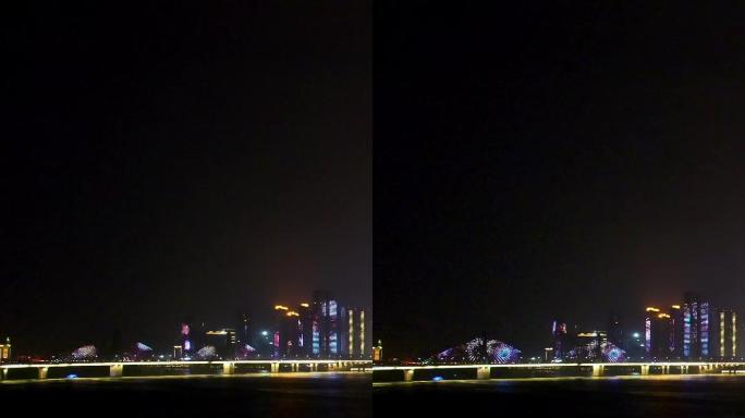 银盆岭大桥夜景航拍-竖版