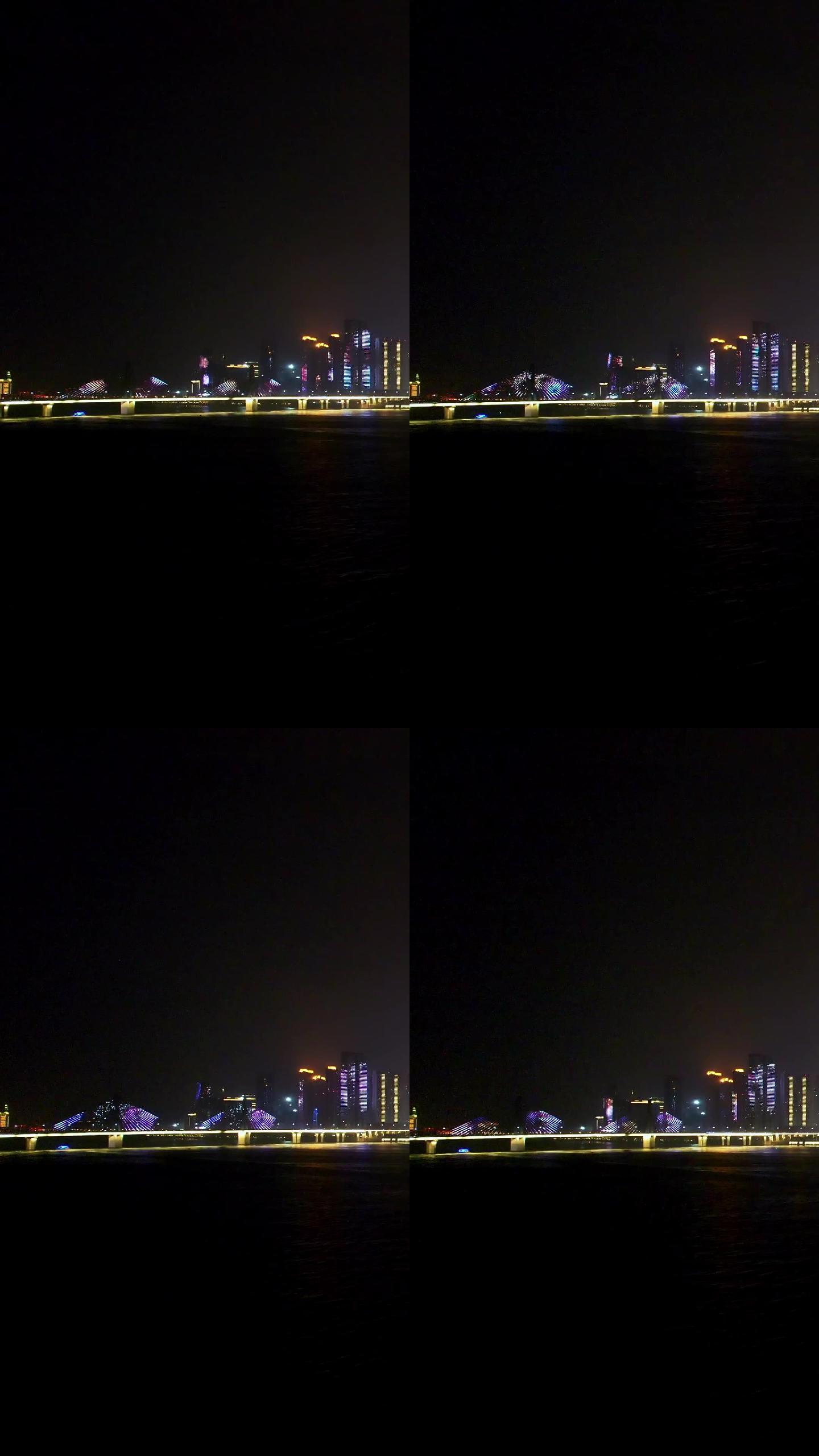 银盆岭大桥夜景航拍-竖版