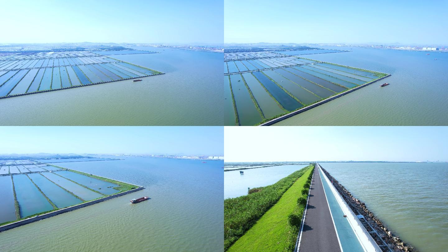 广州南沙湿地二十涌海边广东万里绿道航拍